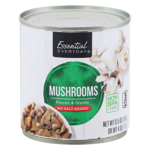 Essential Everyday Mushrooms, Pieces & Stems, No Salt Added