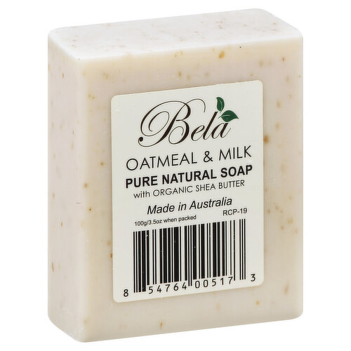 Bela Soap, Pure Natural, with Organic Shea Butter, Oatmeal & Milk