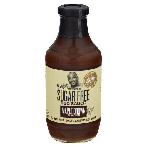 G Hughes Smokehouse BBQ Sauce, Sugar Free, Maple Brown Flavored