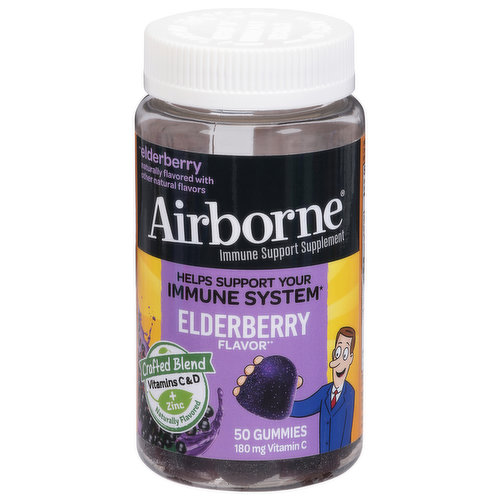 Airborne Immune Support Supplement, 180 mg, Gummies, Elderberry Flavor