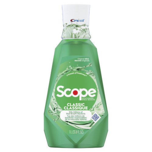 Crest Scope Scope Classic Mouthwash Original Mint, 1L (Green)