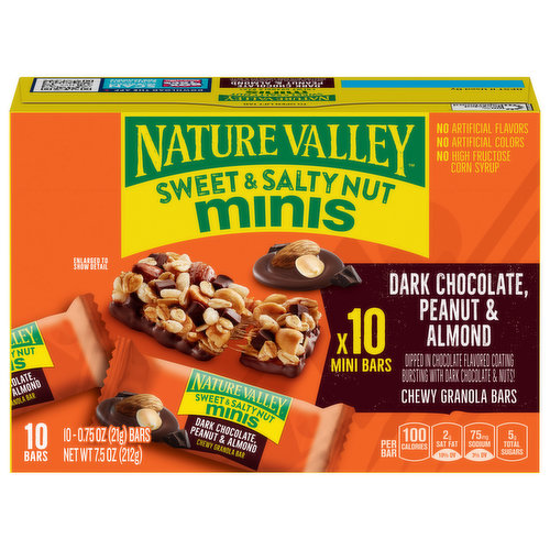 Nature Valley Granola Bars, Dark Chocolate, Peanut & Almond, Chewy, Sweet & Salty Nut, Minis