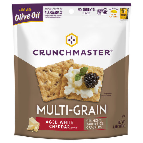 Crunchmaster Crackers, Aged White Cheddar Flavored, Multi-Grain