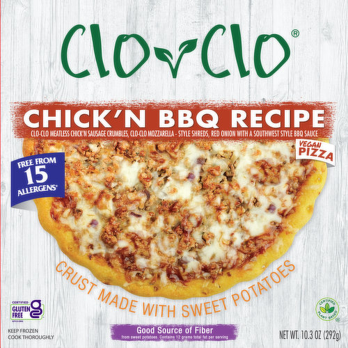 Clo-Clo Vegan Pizza, Sweet Potato Crust, Chick'N BBQ Recipe