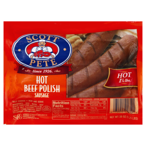 Scott Pete Beef Polish Sausage, Hot