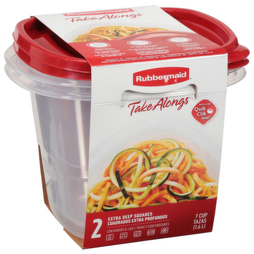 Rubbermaid TakeAlongs Containers & Lids, Extra Deep Squares, 7 Cup