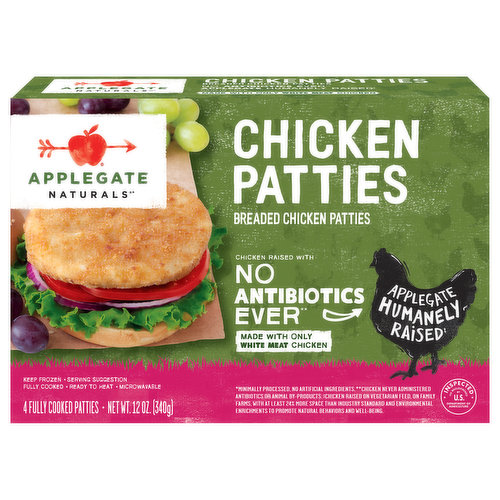 Applegate Naturals Chicken Patties, Cooked