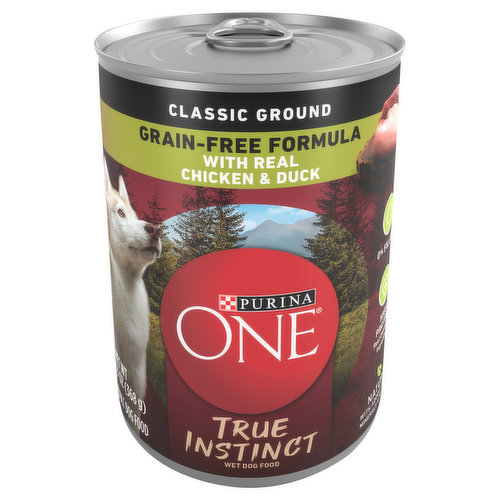 Purina One True Instinct Wet Dog Food, With Real Chicken & Duck, Grain-Free Formula, Classic Ground, Adult