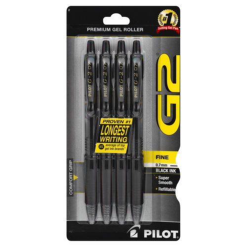 Pilot G2 Gel Pens, Black Ink, Fine, 0.7 mm