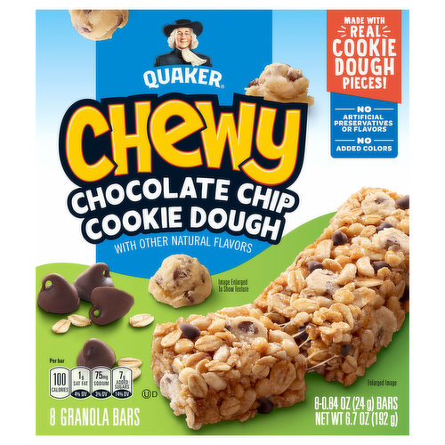 Quaker Granola Bars, Chocolate Chip Cookie Dough, Chewy