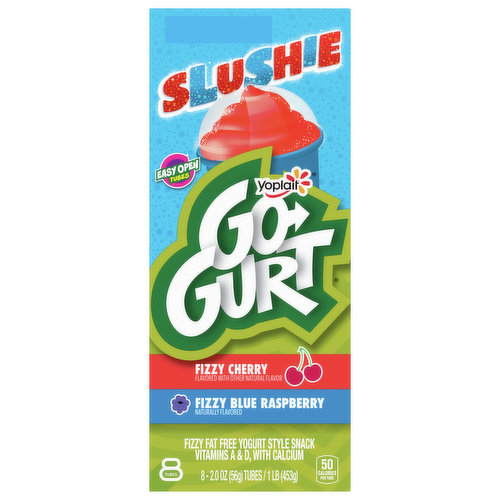 Go-Gurt Slushie Yogurt, Fat Free, Fizzy Cherry/Fizzy Blue Raspberry