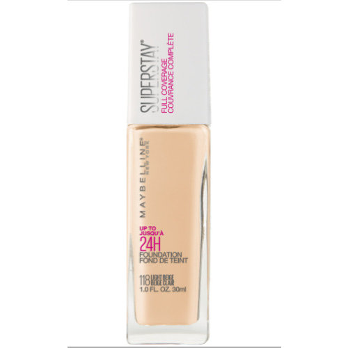 Maybelline Super Stay Liquid Foundation Makeup, Full Coverage, 118 Light  Beige, 1 fl oz