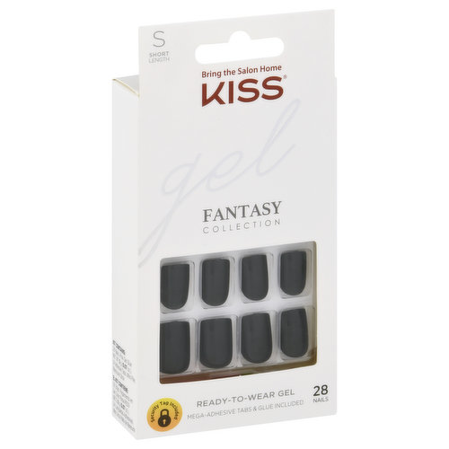 Kiss Nail Kit, Gel, Fantasy Collection, Short Length