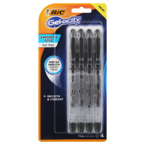 BiC Gel-ocity Gel Pen, Smooth Stic, Black, Fine 0.5 mm