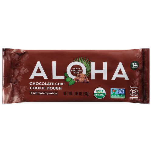 Aloha Protein Bars, Organic, Chocolate Chip Cookie Dough