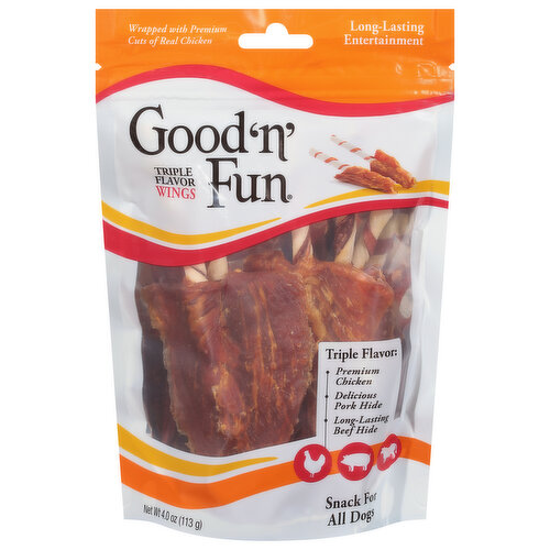 Good 'n' Fun Snacks for All Dogs, Triple Flavor, Wings