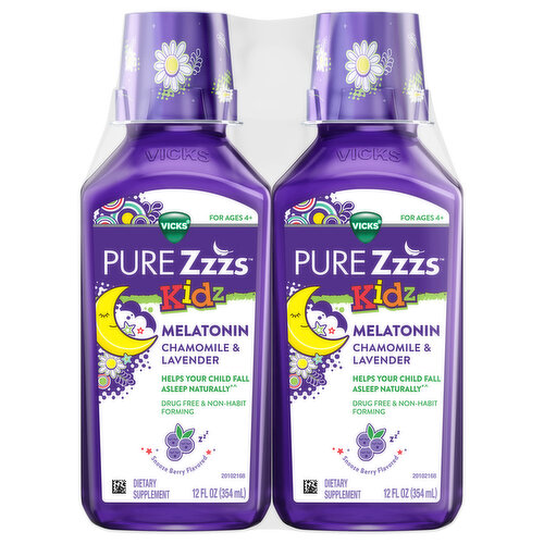 Vicks PURE Zzzs Melatonin, Chamomile & Lavender, Kidz, Snooze Berry Flavored