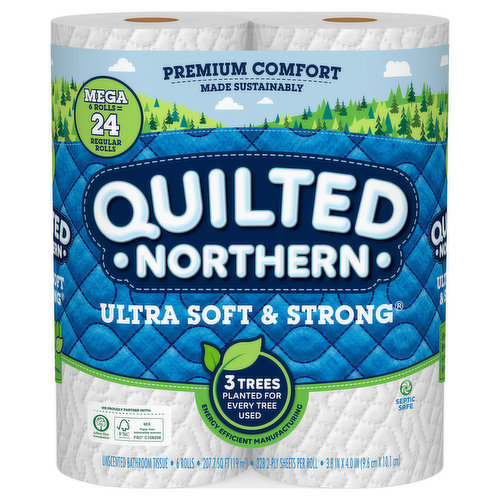 Quilted Northern Ultra Soft & Strong Bathroom Tissue, Unscented, Mega Rolls, 2-Ply