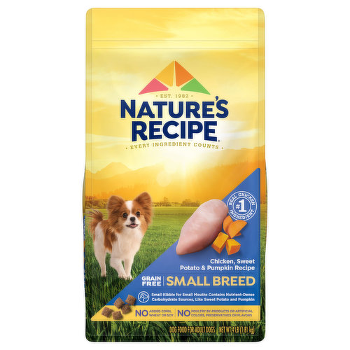 Nature's Recipe Dog Food, Grain Free, Chicken/Sweet Potato/Pumpkin Recipe, Small Breed, Adult