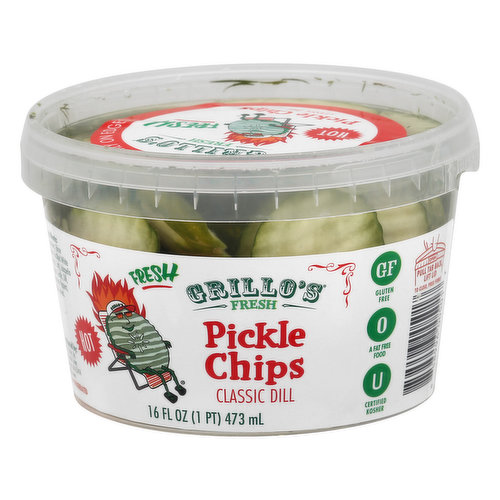 Grillos Pickles Fresh Pickle Chips, Classic Dill, Hot