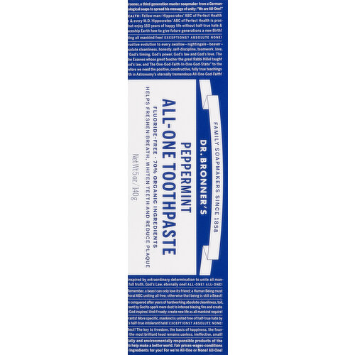 Flouride Free Toothpaste - Peppermint (5 Ounces) by Dr. Bronners