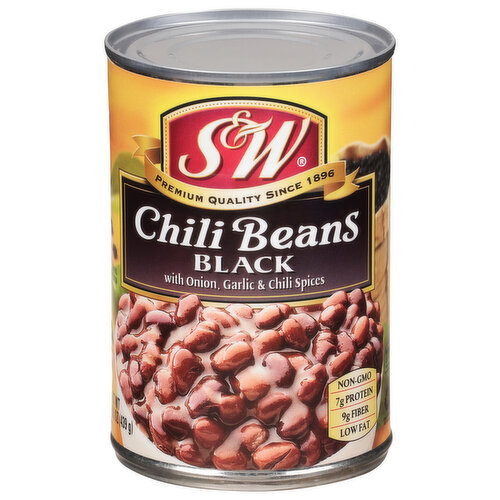 S&W Chili Beans, with Onion Garlic & Chili Spices, Black