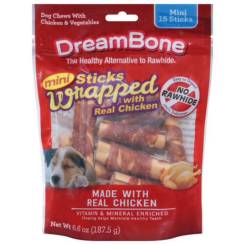 DreamBone Dog Chews, Stick Wrapped, Mini