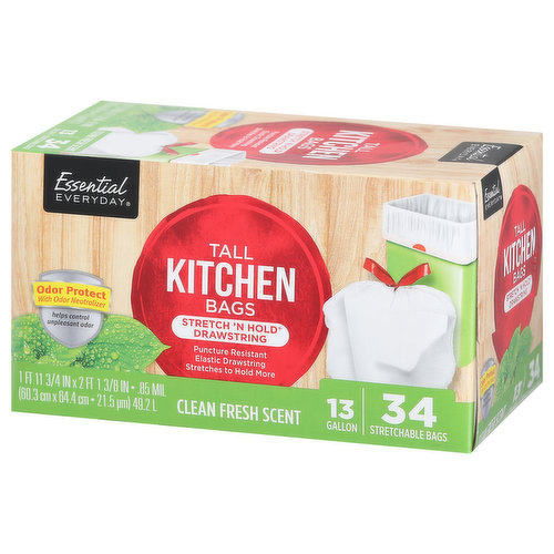 Essential Everyday 13 Gal Tall Kitchen Hawaiian Scent Trash Bags - 40 ct