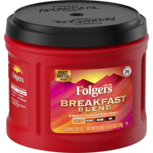 Start your day with Folgers Breakfast Blend Coffee, a soothingly smooth, mild roast.