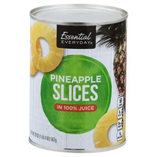 ESSENTIAL EVERYDAY Pineapple, in 100% Juice, Slices