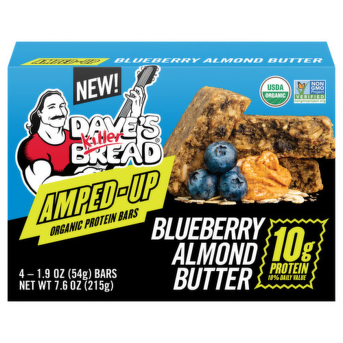 Dave's Killer Bread Protein Bars, Organic, Blueberry Almond Butter, Amped-Up