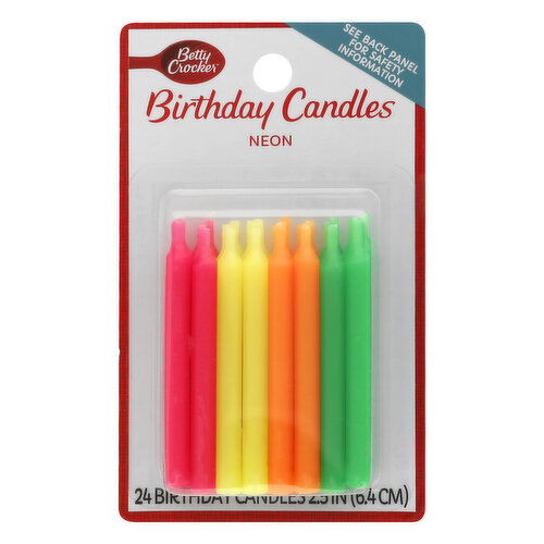 Betty Crocker Birthday Candles, Neon, 2.5 Inch