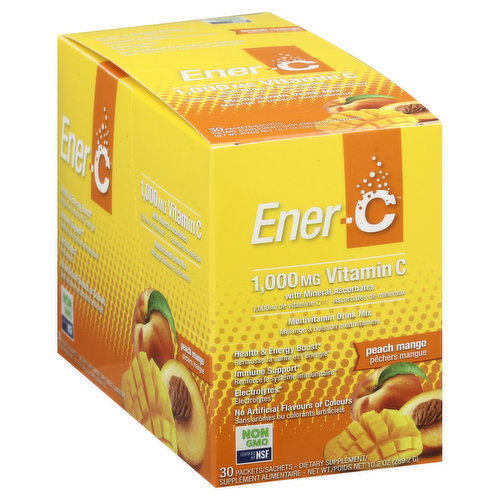 Ener-C Vitamin C, 1,000 mg, Packets, Peach Mango