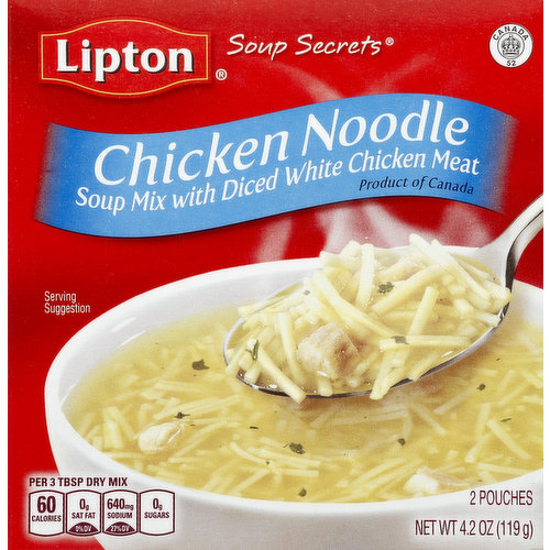 Lipton Soup Secrets Chicken Noodle Soup Mix, 4.2 oz, 2 Pack Pouch