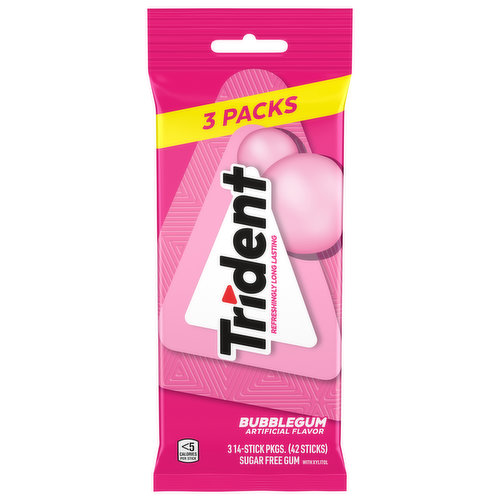 Trident Gum, Sugar Free, Bubblegum