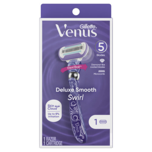 Venus Deluxe Smooth Swirl Women's Razor Handle + 1 Blade Refill