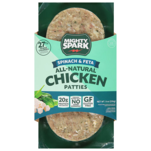 Mighty Spark Chicken Patties, Spinach & Feta