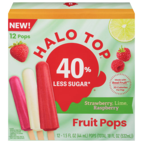 Halo Top Fruit Pops, Strawberry, Lime, Raspberry