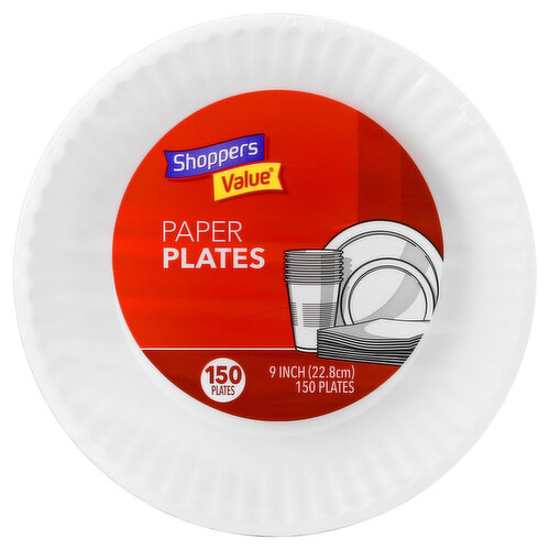 Shoppers Value Paper Plates, 9 Inch