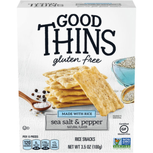 GOOD THINS Sea Salt & Pepper Rice Snacks Gluten Free Crackers