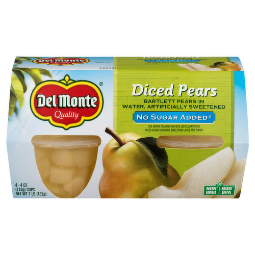 Del Monte Pears, Diced, No Sugar Added