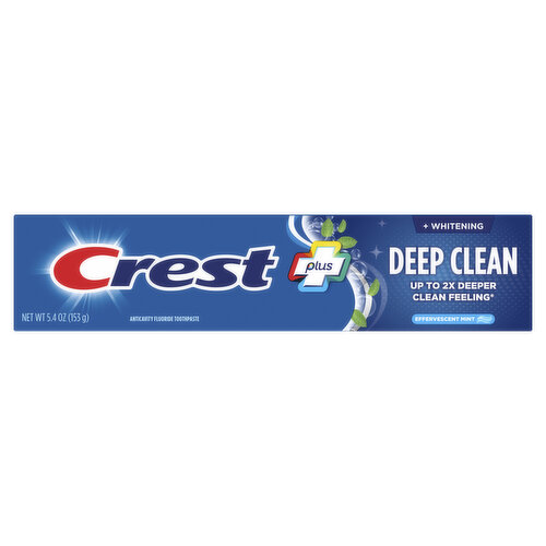 Crest Whitening Whitening Plus Deep Clean Toothpaste, Effervescent Mint, 5.4 oz