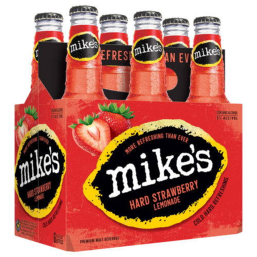 Mike's Beer, Malt Beverage, Premium, Hard Strawberry Lemonade