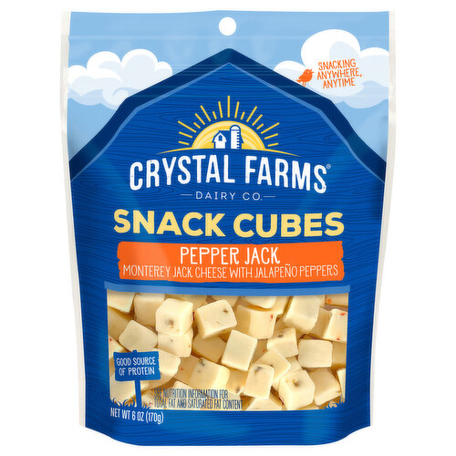 Crystal Farms Cheese, Pepper Jack, Snack Cubes