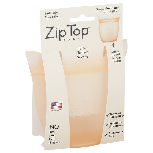 Zip Top Snack Container, Baby, 4 Ounce