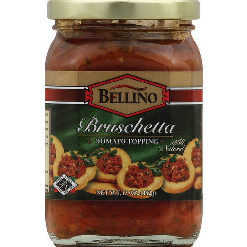 All natural. Italian style. Bellino Bruschetta combines fresh, vine ripened tomatoes, garlic, Italian spices and extra virgin olive oil for a delicious topping. Serve Bellino Bruschetta on Bellino Toast, crackers or flatbread for the perfect light appetizer. For great authentic Italian recipes, visit cento.com. A proprietary brand of Cento.