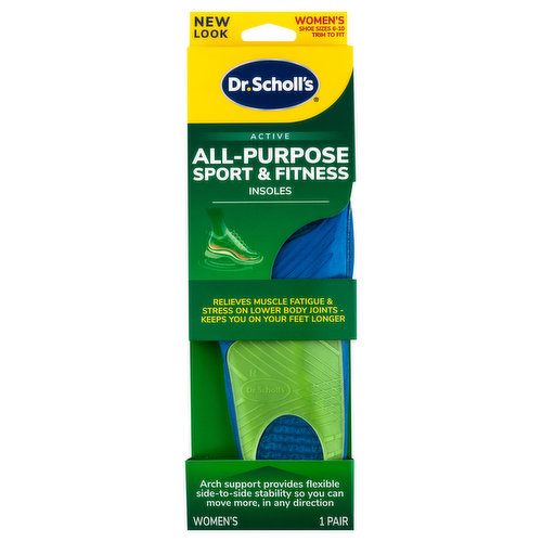 Dr. Scholl's Insoles, All-Purpose Sport & Fitness, Active, Shoe Size 6-10, Women's