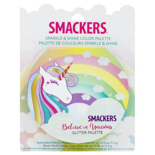 Smackers Glitter Palette, Eyeshadow, Blush, Unicorn