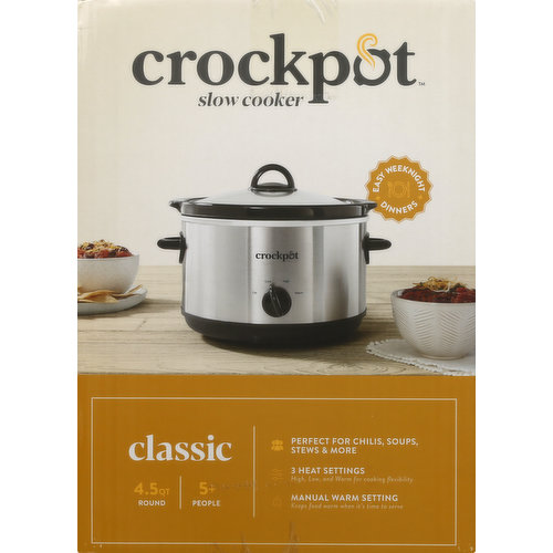 Crock-Pot 3-Quart Round Manual Slow Cooker, Stainless Steel and