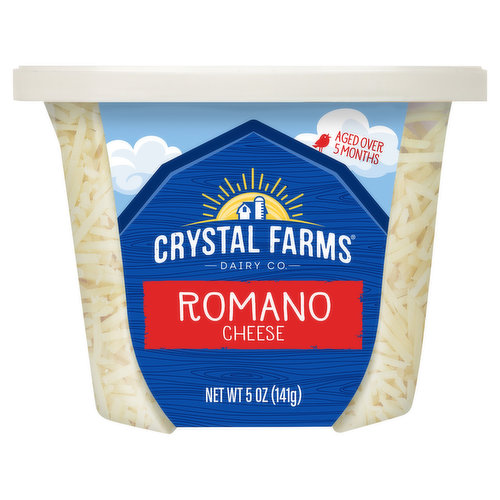 Crystal Farms Shredded, Cheese, Romano